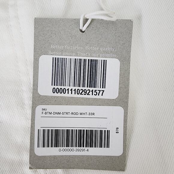 NEW Everlane The High Rise Cheeky Straight Leg High Waisted Jean Bone White - Picture 8 of 11